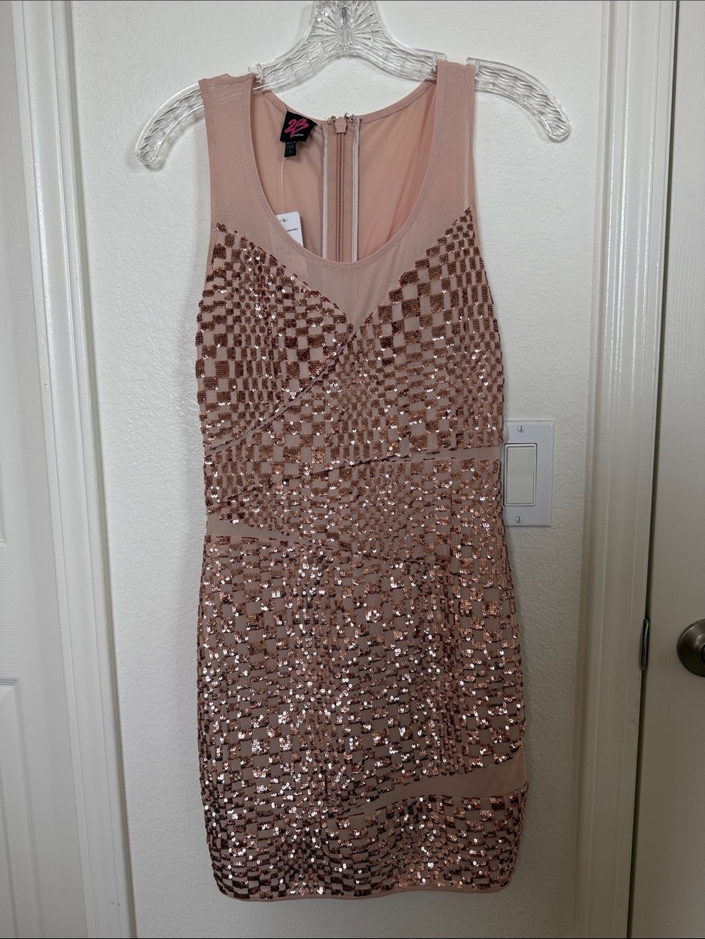 Rose Gold Sequin Mesh Bodycon Dress